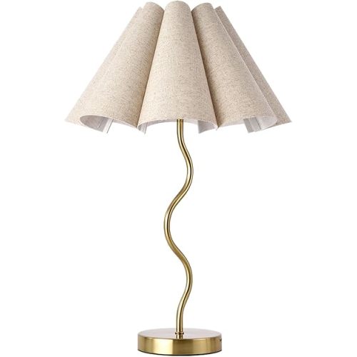 KUNJOULAM Small Table Lamp, Bedside Nightstand Lamp with Adjustable Beige Lampshade, Morden Mini Desk Lamp for Bedroom Home Office Decor