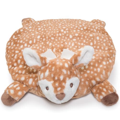 Bearington Collection Baby Lil’ Willow Tummy Time Mat, 30 x 30 Inch Fawn Plush Stuffed Animal Blanket, Woodland Nursery Décor - Baby Essentials - Nursery Decor