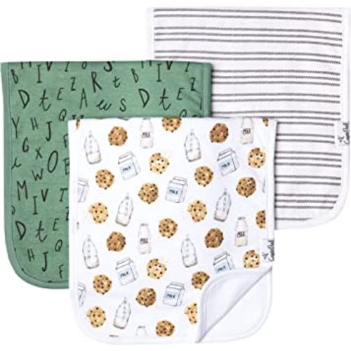 Copper Pearl Premium Baby Burp Cloths - 3-Pack Large Cotton Burp Cloths, Extra Soft Spit Up Rags with 3 Absorbent Layers, Perfect for Baby Boy and Baby Girl Gifts (21" x 10" Size, Chip Set)
