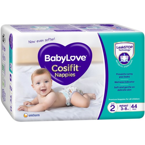 BabyLove Cosifit Infant Nappies Size 2 (3-8kg) 44 pack
