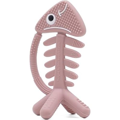3in1 Infant Toys, Baby Teething Toys 3-6 6-12 Months, Teethers for Babies 3-6-12 Months,for Teething Relief,Baby Gifts Teether, Silicone,Sensory Toys 0-6 Months,USA Patent Pending,Fish,Rose Pink
