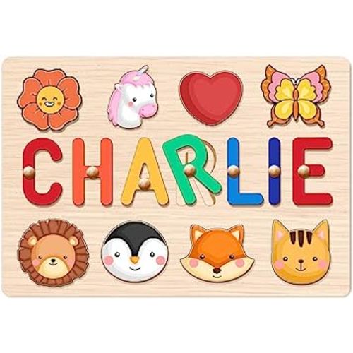 Personalized Name Puzzle for Kids, Custom Baby Gifts, Wooden Puzzles for Toddlers, Early Learning Toys for Baby Boy & Girl 1 Year Old Nursery Gifts Montessori Toys Toddler Puzzles