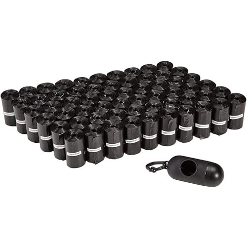 Amazon Basics Dog Poop Bags with Dispenser, 300 Count, Enhanced for Guaranteed Leakproof, Unscented, Includes Leash Clip