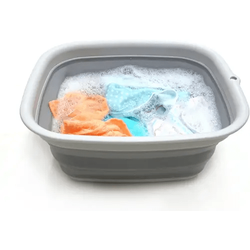 SAMMART 9.45L (2.5 Gallon) Collapsible Tub - Foldable Dish Tub - Portable Washing Basin - Space Saving Plastic Washtub (Grey, M)