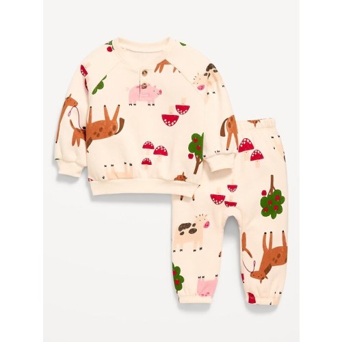 Printed Henley Sweatshirt and Sweatpants Set for Baby | Old Navy
