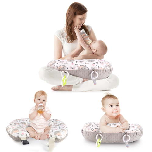 KAKIBLIN Breastfeeding Pillow, Multifunctional Baby Feeding Support Nursing Pillow for Tummy Time, Gray
