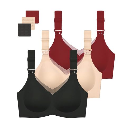 Gailife 3 Pack Nursing Bras for Breastfeeding Seamless V Neck Mesh Maternity Bra Comfort Pregnancy Sleep Bralette