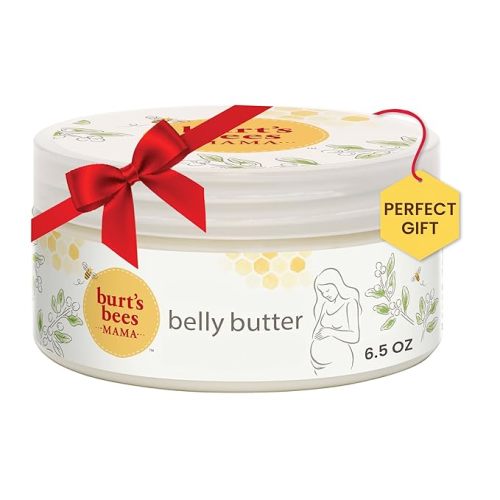 Burt's Bees Mama Belly Butter, Stretch Mark Cream for Pregnancy Massages Body & Reduces Scar Appearance, Prenatal & Postnatal Tummy Skin Care, Shea Butter & Vitamin E Rich Formula, 6.5 Oz Tub