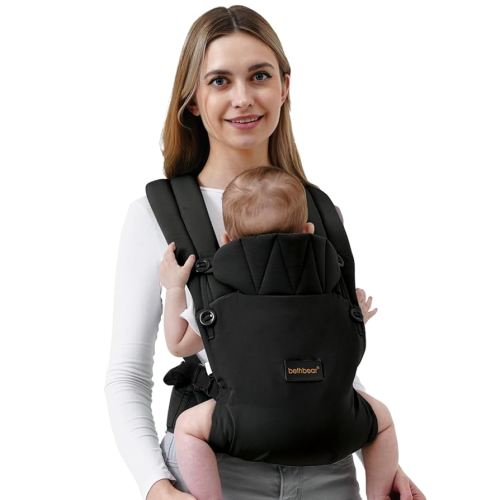 Baby Carrier Newborn to Toddler, 7-45 lbs with Natural Cotton Linen, Ergonomic Design,Versatile and Adjustable,Hands Free for Moms&Dads (Black)