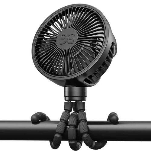 GUSGU Stroller Fan Clip on for Baby, Flexible Tripod & Rechargeable Battery, Small Personal Fan, Mini Portable Fan for Travel, Handheld, Car (Black)