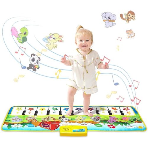 M SANMERSEN Piano Mat, 39.5" X 14" Musical Mat 8 Instrument Sounds Piano Mat for Toddlers Touch Play Dancing Mat Toy for 1 2 3 Year Old Girls Boys Gifts
