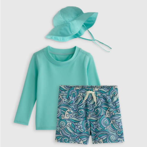 Sunsafe Rash Guard, Swim Trunks & Hat Set