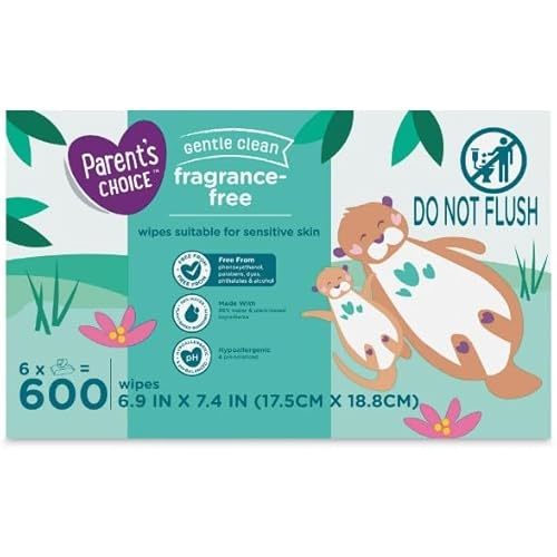 Parent's Choice Fragrance Free Baby Wipes, 600 ~ White ~ 1 Pack