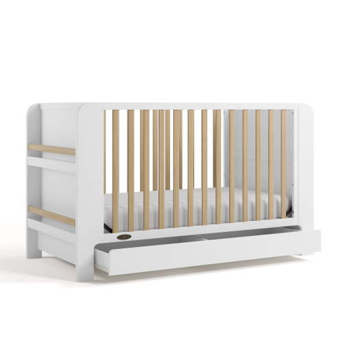 Graco Read-with-Me 4-in-1 Convertible Crib with Drawer, White with Driftwood