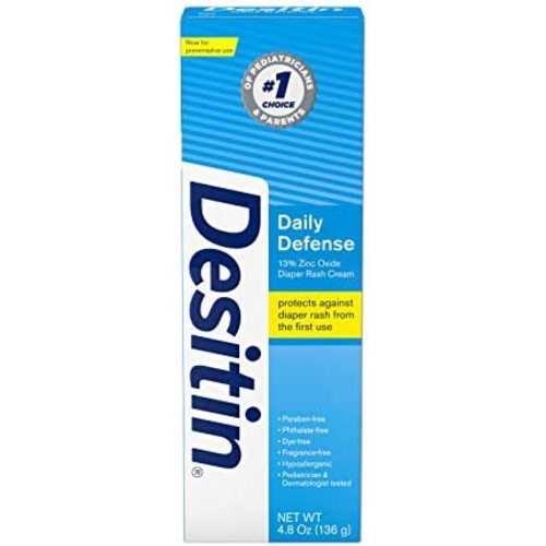 Desitin Daily Defense Baby Diaper Rash Cream with Zinc Oxide to Treat, Relieve & Prevent diaper rash, Hypoallergenic, Dye-, Phthalate- & Paraben-Free, 4.8 oz