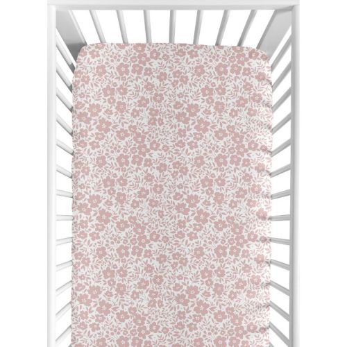Sweet Jojo Designs Girl Baby Fitted Crib Sheet Floral Pink and White