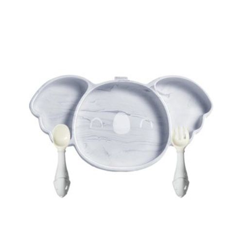 Bc Babycare 3-in-1 Koala Baby Plates with Suction,100% Silicone Toddler Plates,BPA-Free Divided Design