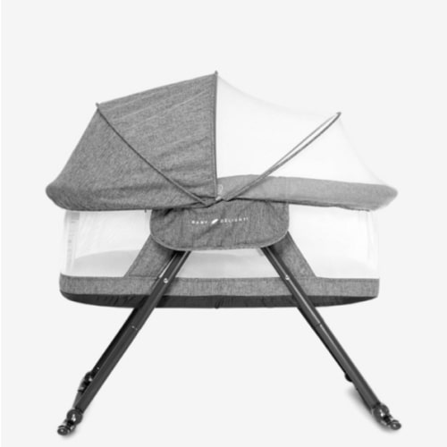 Baby Delight Slumber Deluxe Rocking Bassinet, Portable Baby Bassinet, Removable Canopy, Charcoal Tweed