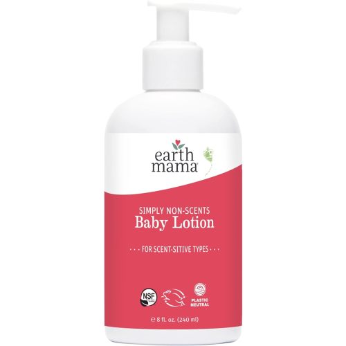Earth Mama Simply Non-Scents Baby Lotion for Dry Skin, Calendula Cream for Newborn Skin Care, Organic Moisturizer for Children with Aloe Juice, Rooibos, & Shea Butter, Fragrance Free, 8-Fluid Ounce