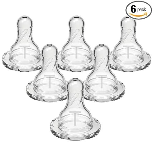 Dr. Brown's Narrow Anti-Colic Level T Baby Bottle Nipple, 0m+, 6-Pack