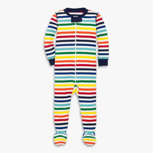 Clearance baby organic zip footie in rainbow (sizes 0-24m) - Rainbow ivory / 6-9
