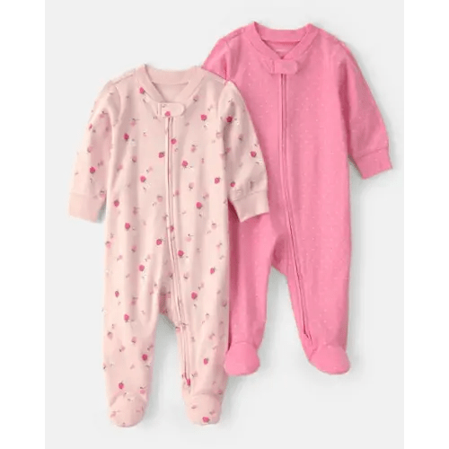 (3M) Baby Girl 2-Pack Strawberry Sleep & Play Pajamas - Pink | Carter's