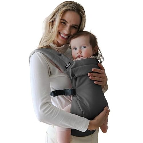 Boba Auri Baby Carrier Newborn to Toddler - 100% Cotton Premium Newborn Carrier, 3 Ergonomic Positions (Front in/Front Out/Back), “M”-Position Baby Carriers with Adjustable Seat (7-45 lbs) - Oat