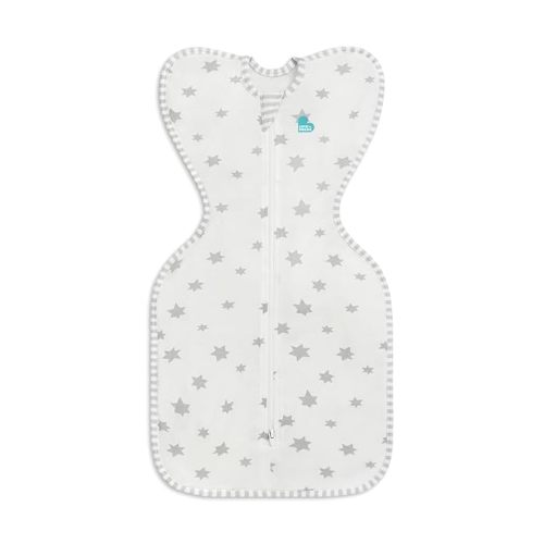 Love to Dream Swaddle UP Lite, Luxuriously Silky Soft Viscose from Bamboo, Get Longer Sleep, Snug Fit Helps Calm Startle Reflex, New Born Essentials for Baby, 0.2 TOG, 8-13 lbs, White Superstar