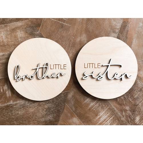 2-Sided Gender Reveal Sign | Wooden Sign | Birth Announcement | Gender Announcement | little brother | little sister