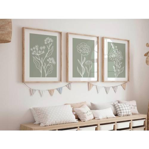 Baby nursery decor sage green wild flower wall art kids bedroom boho wild floral toddler room playroom sign preppy prints nature gift