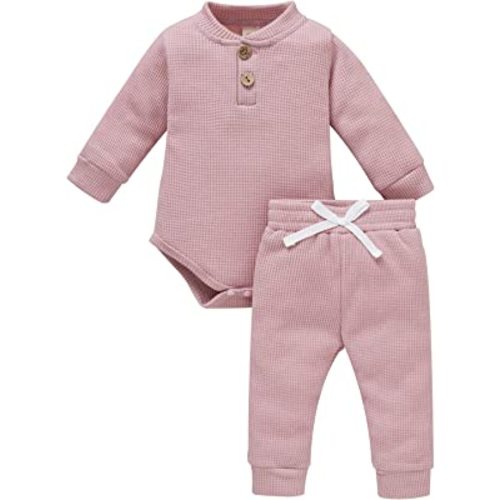 Newborn Baby Boy Girl Clothes Ribbed Knitted Cotton Long Sleeve Romper Long Pants Solid Color Fall Winter Outfits