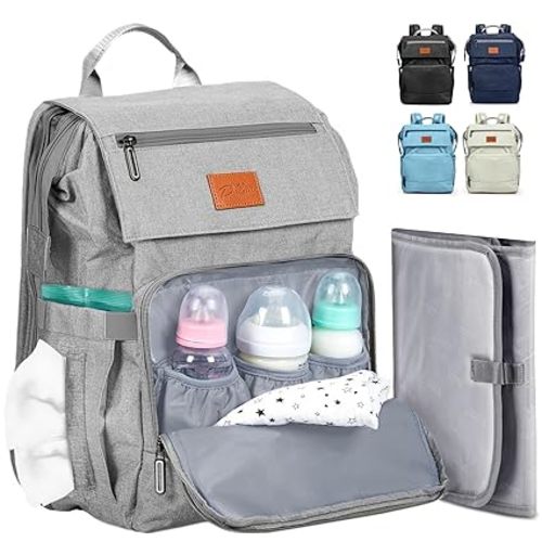 PILLANI Baby Diaper Bag Backpack - Large Bag for Boys & Girls - Diaper Backpack - Travel Diaper Bags with Changing Pad - Baby Registry Search Stuff & Shower Gifts - Newborn Essentials Must Haves Mom