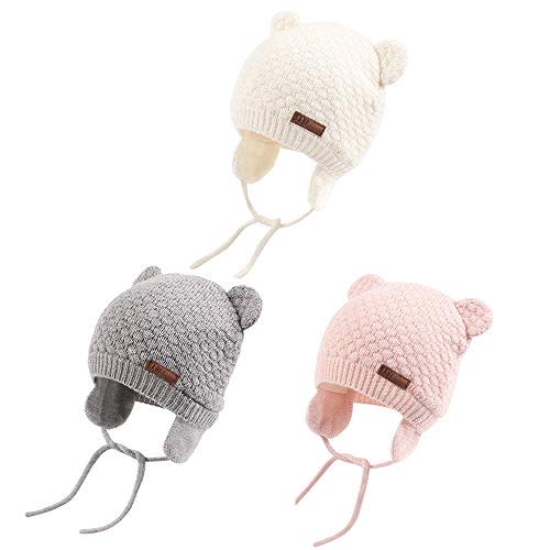 XIAOHAWANG Baby Hat Cute Bear Toddler Earflap Beanie Warm for Fall Winter