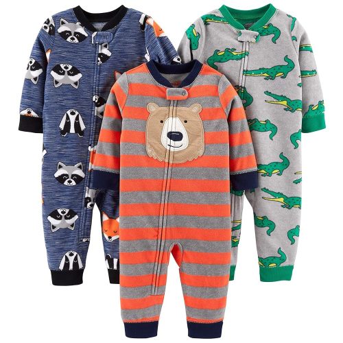 Simple Joys by Carter's Baby Boys' 3-Pack Loose Fit Flame Resistant Fleece Footless Pajamas