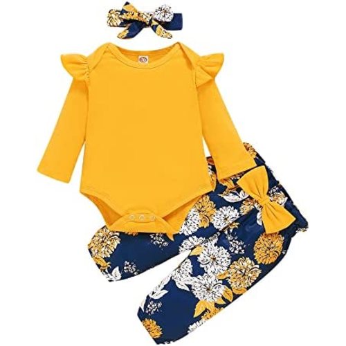 Infant Baby Girl Clothes Newborn Girl Outfit Long Sleeve Romper Pants Set Cute Baby Clothes for Girls Fall/Winter