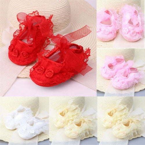 Infant Newborn Baby Girl Princess Non-Slip Lace Flower Shoes Baby Shoes