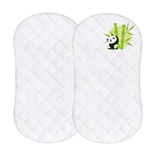 Bassinet Mattress Protector Waterproof Cover Compatible with Halo BassiNest Swivel Sleeper, 2 Pack, Skin Friendly and Breathable Bassinet Mattress Pad