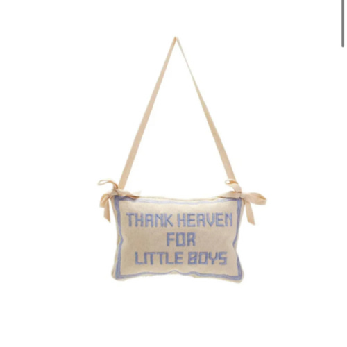 Thank Heaven Embroidered Pillow Hanging Decor (Boy) - Two's Company