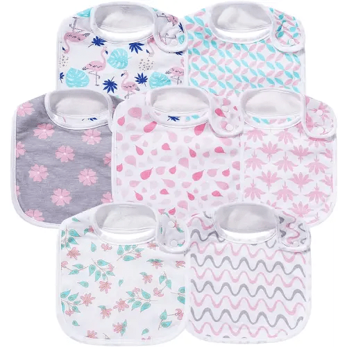 7 Pack Baby Cotton Absorbent Bibs for Drooling Teething