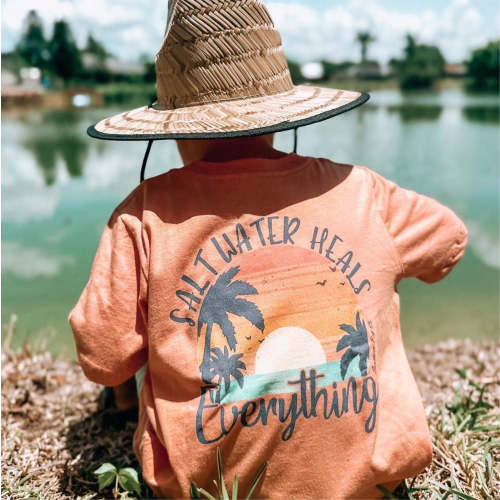 Saltwater Heals Everything Short Sleeve Kids Tee (D)