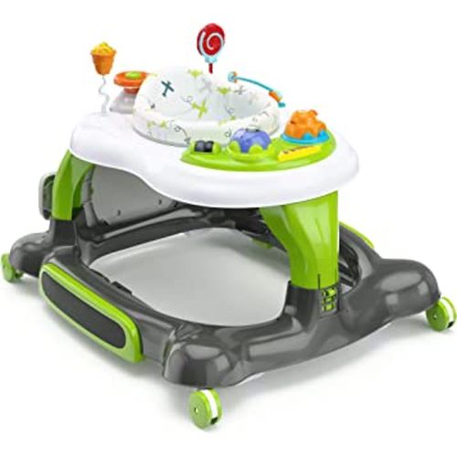 Storkcraft 3-in-1 Activity Walker and Rocker with Jumping Board and Feeding Tray, Interactive Walker with Toy Tray and Jumping Board for Toddlers and Infants, Green