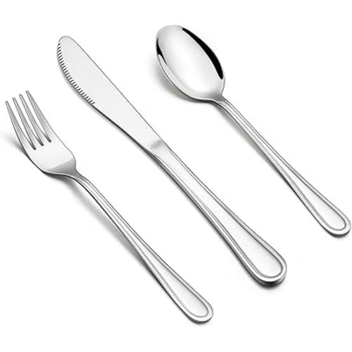E-far 6-Piece Kids Silverware, Stainless Steel Toddler Utensils Safe for Preschooler/Children, Includes 2 Kids Forks 2 Spoons 2 Knife, Slimline Adult Look & Small Size, Rust Free & Dishwasher Safe
