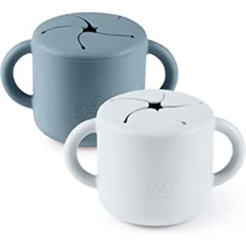 Amazon.com: blinc Snack Cups for Toddlers - No Spill Silicone Snack Cup - Non Spillable Baby Food Containers - Cereal Snack Containers for Kids, Baby Essentials (Baby Blue & Royal Blue (2 Pack)) : Baby