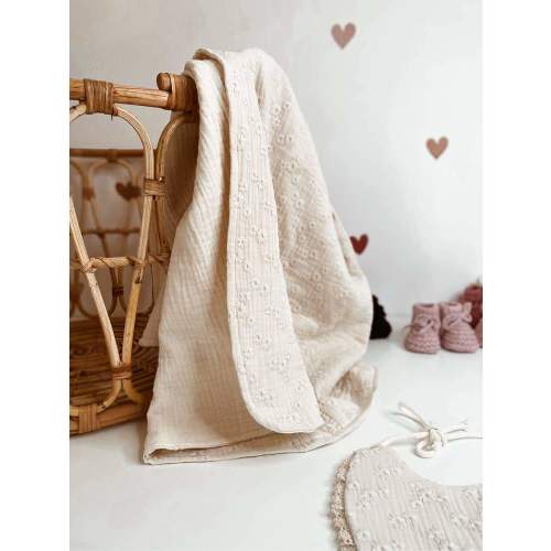 Embroidered Muslin Blanket (Vanilla) – Copper + Sage clothing co.