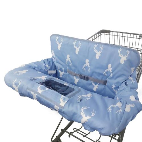 Shopping Cart Cover for Baby boy Girl, Non-Slip Design Cart Covers for Babies, Infant Cotton High Chair Cover, Machine Washable, Toddler Grocery Cover (Navy Deer)