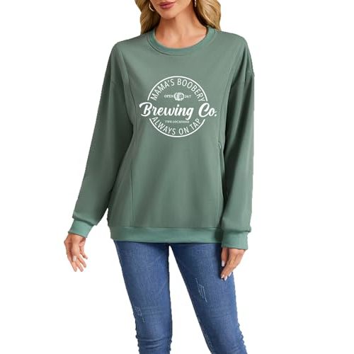 AEARGIV Women Causal Maternity Nursing Sweatshirt Comfort Friendly Zip Breastfeeding Pullover Tops Mama's Boobery Sweater