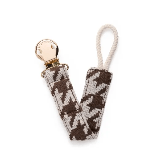 Petite Pacifier Clip - Cocoa Houndstooth – Portier Australia Pty Ltd