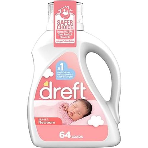 Dreft Stage 1: Newborn Hypoallergenic Liquid Baby Laundry Detergent (HE), Natural for Baby, Newborn, or Infant, 92 Oz (64 loads), Packaging may vary