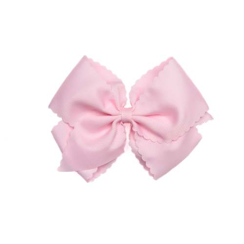 Scalloped Edge Grosgrain Hair Bow, Pearl Pink – Stitchy Fish