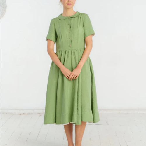Classic Nursing Dress, Short Sleeve, Matcha Latte